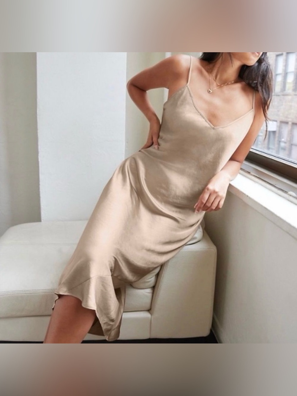 NWT Aritzia Wilfred Tan Slip Dress